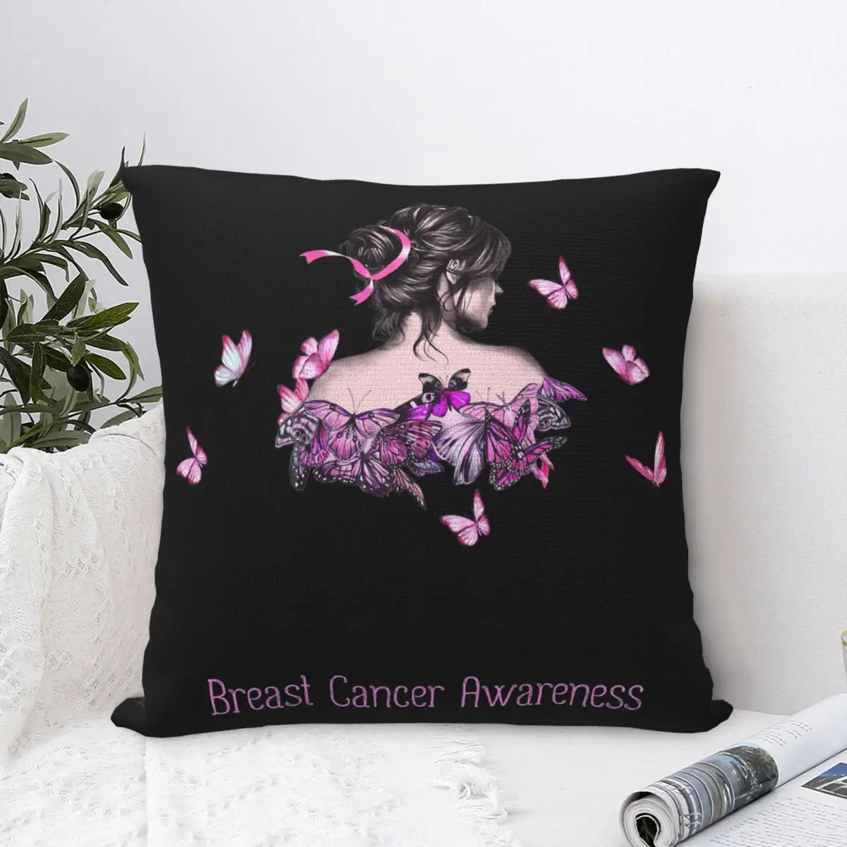 Women Breast Cancer Warrior I Am The Storm Pillow Case Cushion Covers Vintage Decorative Throw Pillow Case Cover for Seat
