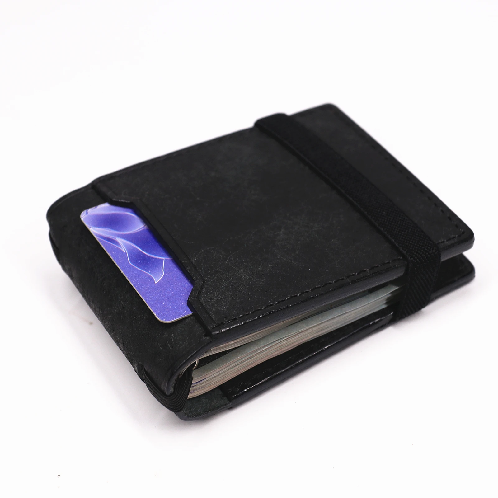 100 % echtes Leder, Geldbörse mit Magnetverschluss, schlanke Bifold-Geldbörse für Herren, Geldscheinklammer-Organizer mit Kartenhalter. – Detail 24