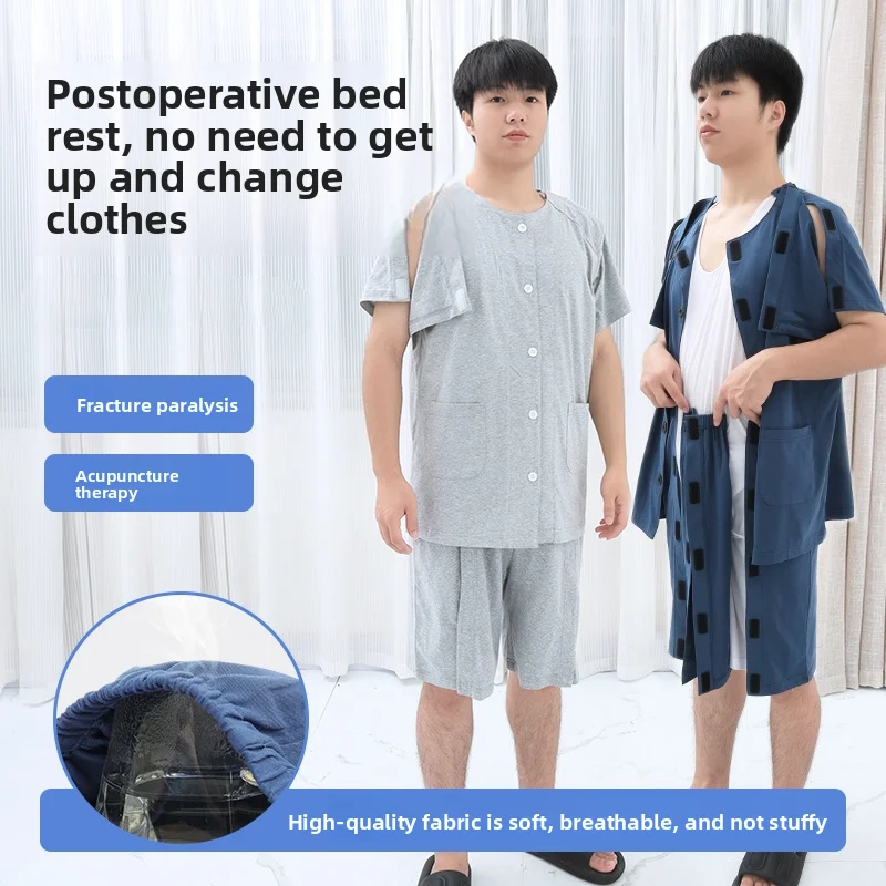 Fracture Rehabilitation Nursing Suit Postoperative Infusion PICC Examination Dressing Change Patient Convenient Summer Clothing