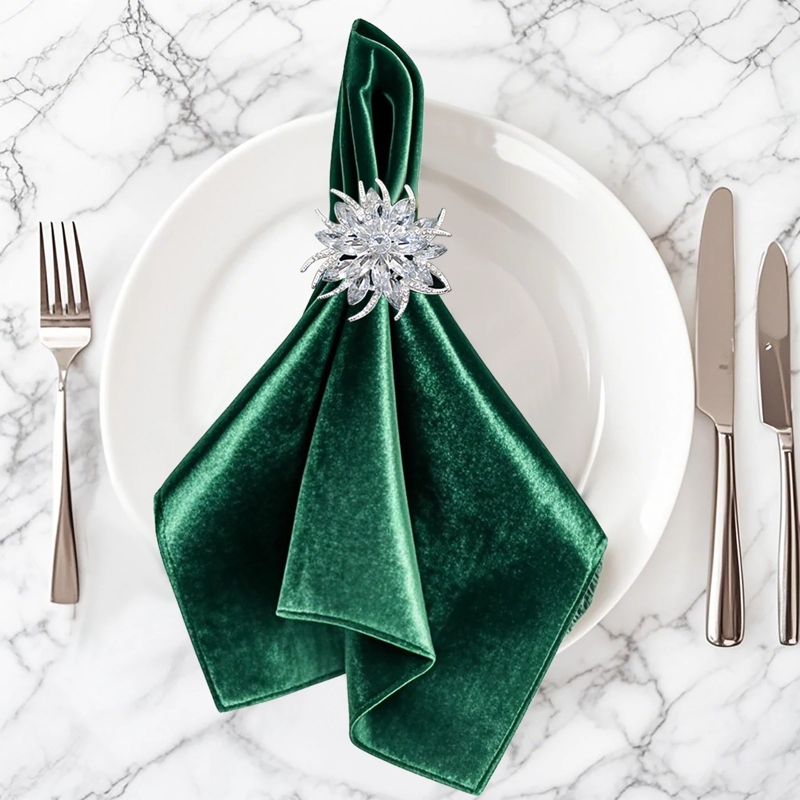 6Pcs Crystal Lotus Napkin Rings Rhinestone Napkin Holders Sparkling Table Decor for Bridal Shower Weddings Parties Home Use