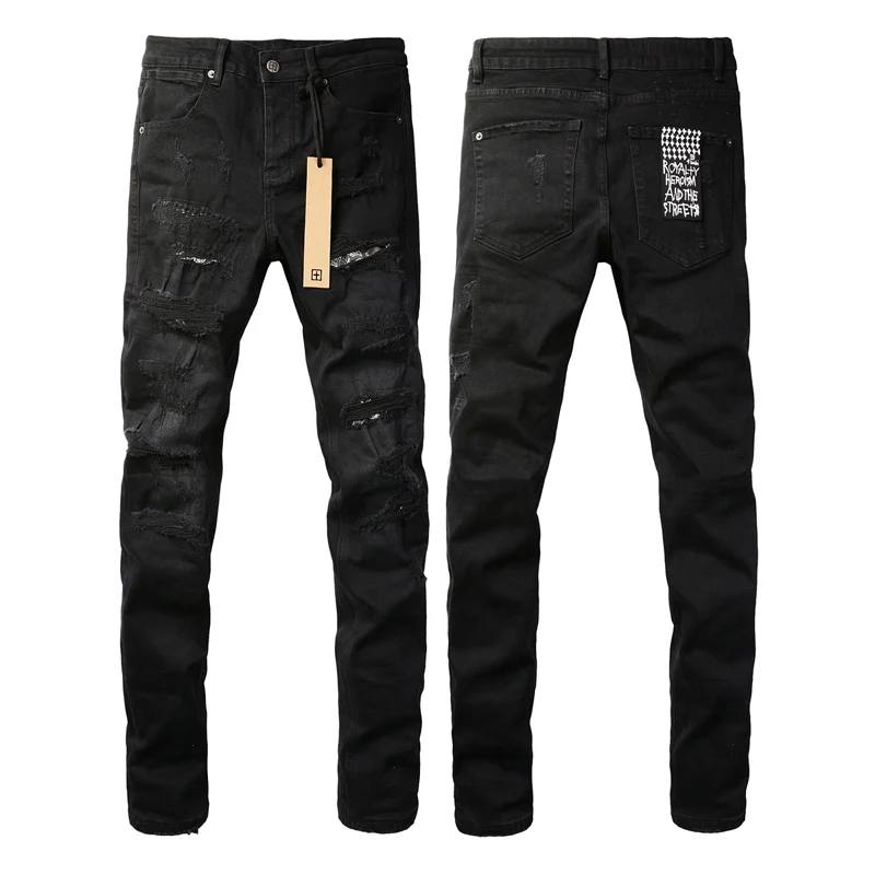 KSUBI Jeans incrociati Jeans attillati strappati con frange a vita bassa stile americano Jeans elastici con bottoni in metallo moda streetwear autunno uomo