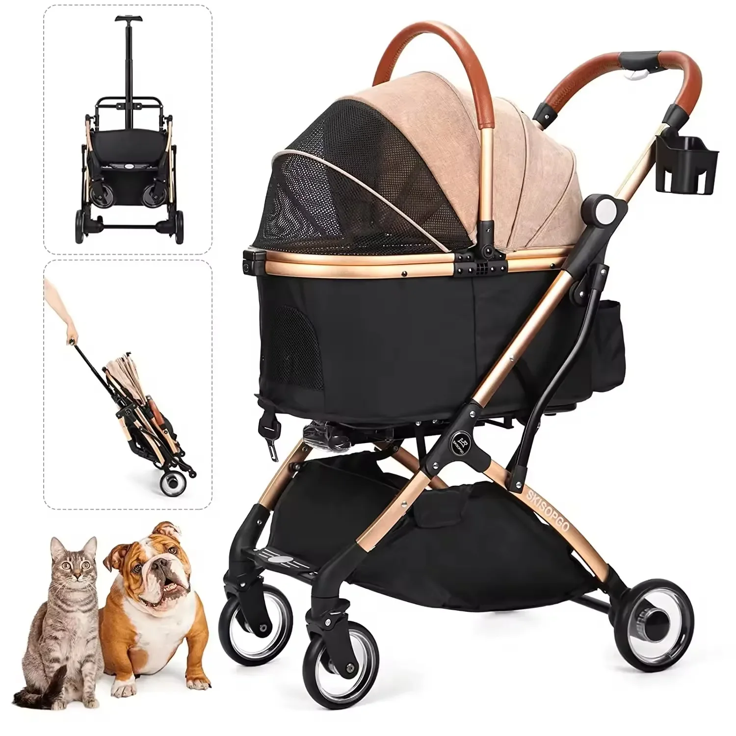 Pet Stroller,Waterproof Collapsible Pet Stroller With Oxford Cloth And Metal: The Ultimate Companion For Pet's Outdoor Adventure