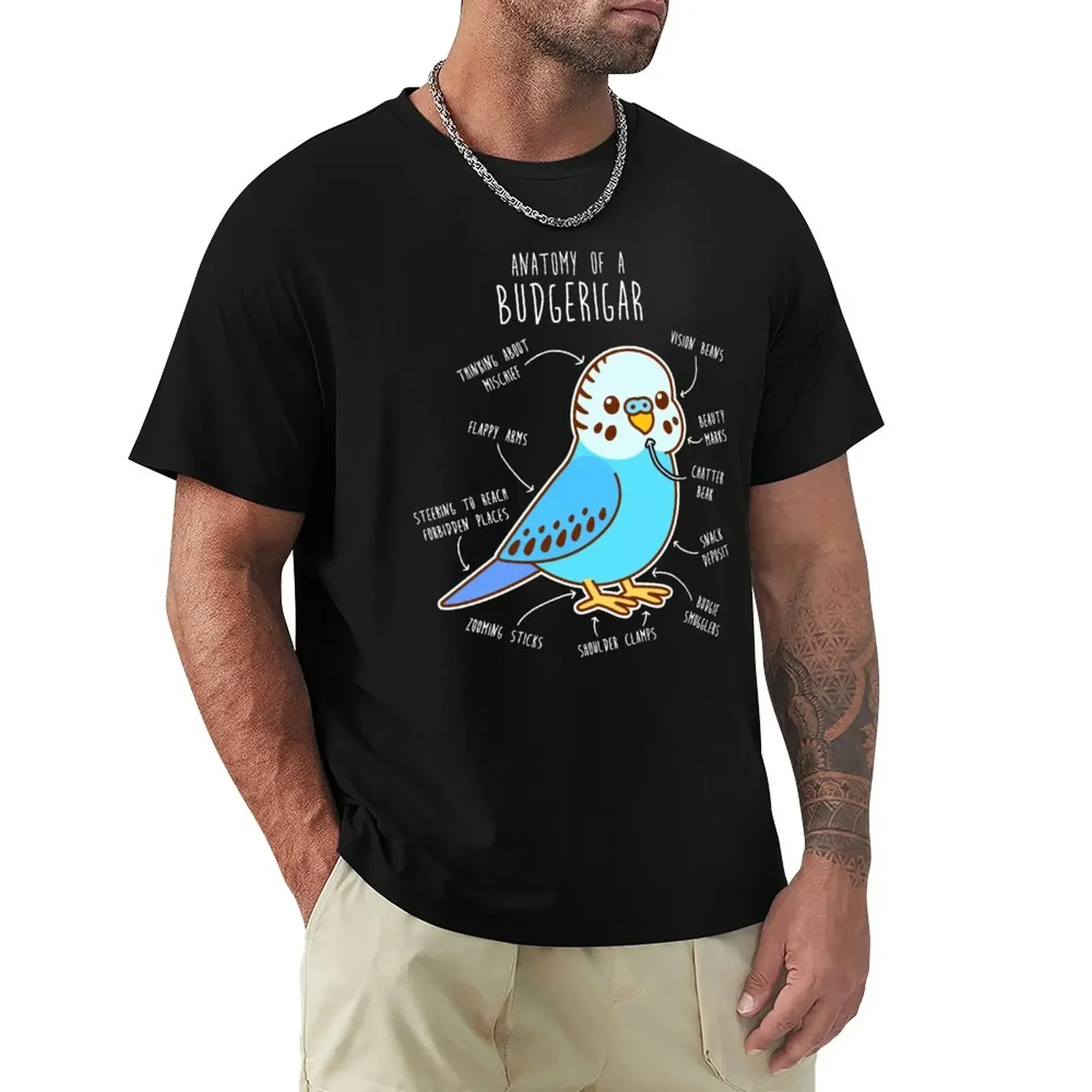 Blue Budgie Anatomy T-Shirt aesthetic clothes Blouse shirts graphic tees t shirts for men