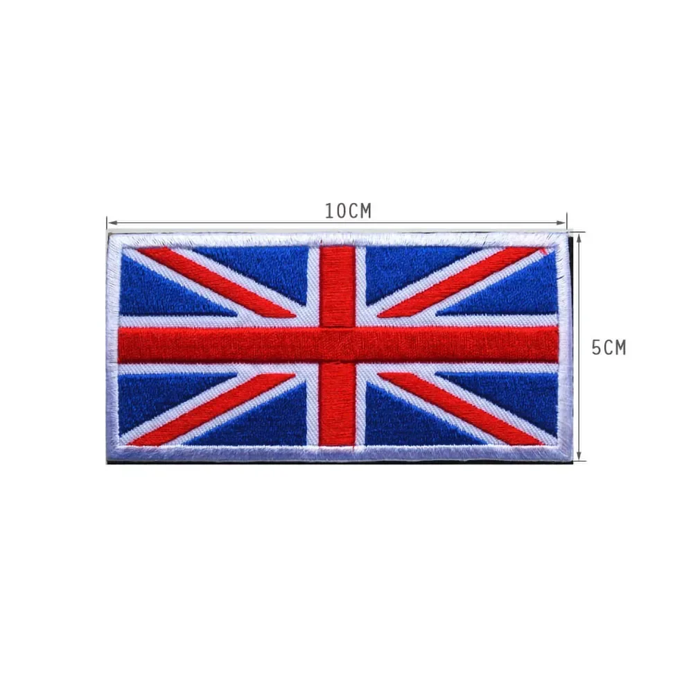 Embroidered BRITISH Flag HookLoop Patch Union Jack England UK Great Britain UNITED KINGDOM FLAG APPLIQUE Badge Sticker