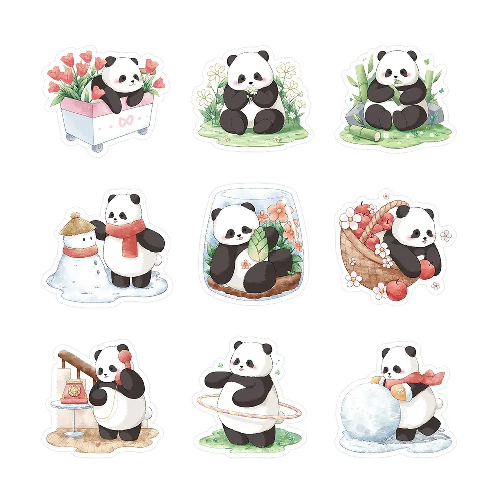 60PCS Kawaii Panda Stickers Leuke Cartoon Dier Graffiti Sticker Laptop Telefoon Gitaar Fiets Skateboard Decals Gift Kinderen Speelgoed Geschenken