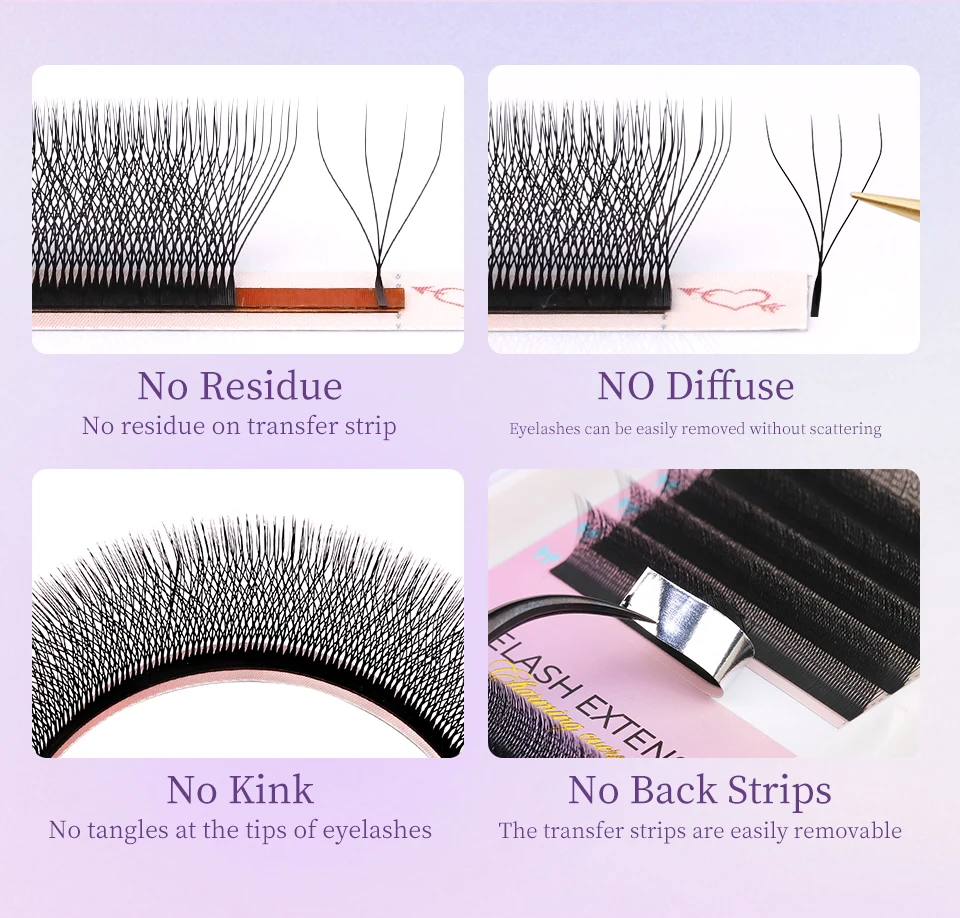 Lashprofessor 3D 4D 5D W-حجم المشجعين مسبقة الصنع YY الرموش تمديد 3D الجنية البرسيم بلوم جلدة رقيقة سبايك قاعدة الرموش الصناعية