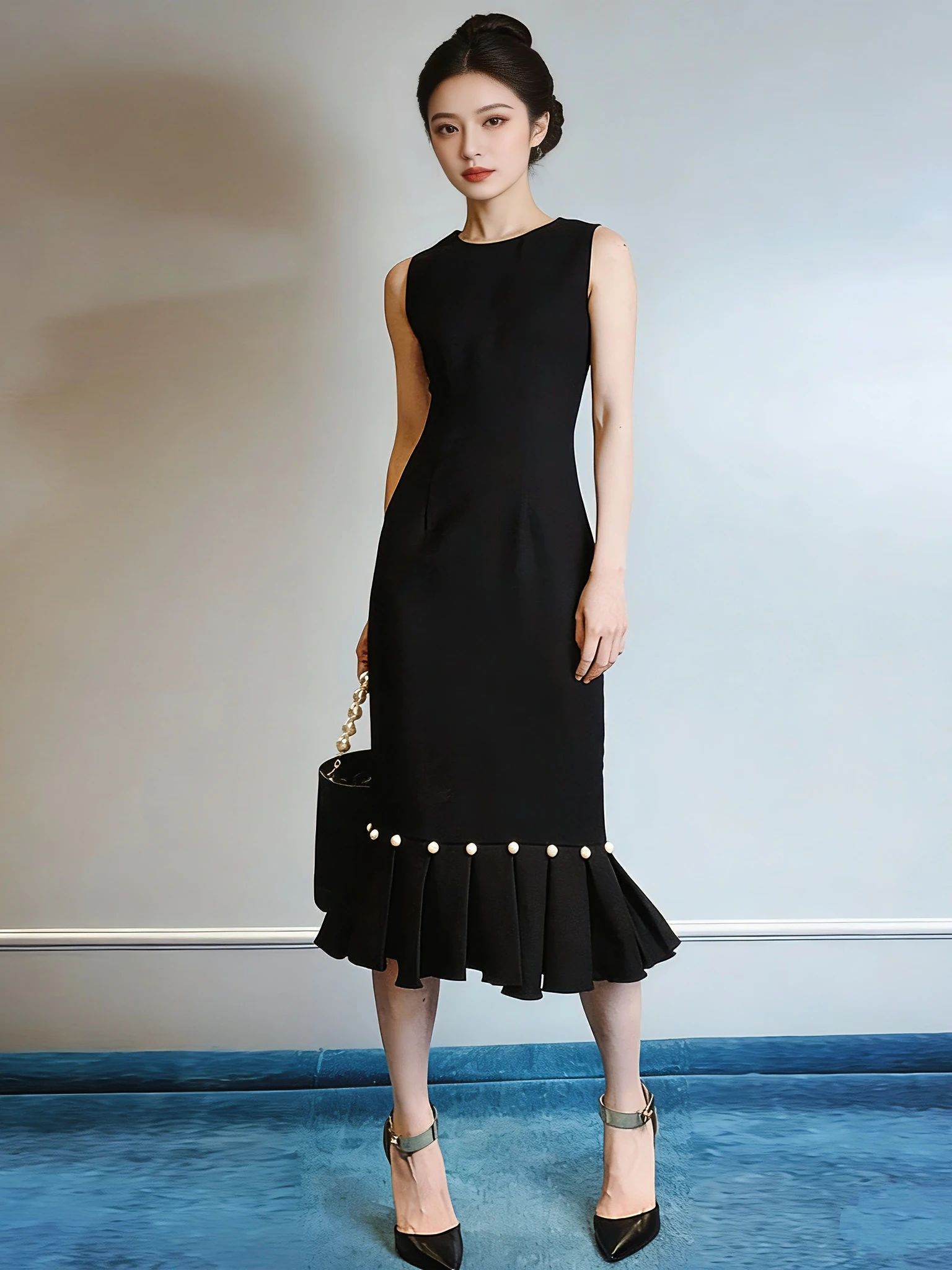 

Bla A-Line Fi-Tail Gown Women's Faion High-Waist Zipper Sle Mid-Length Midi Dr for Par Wedding Date Cany Dinner