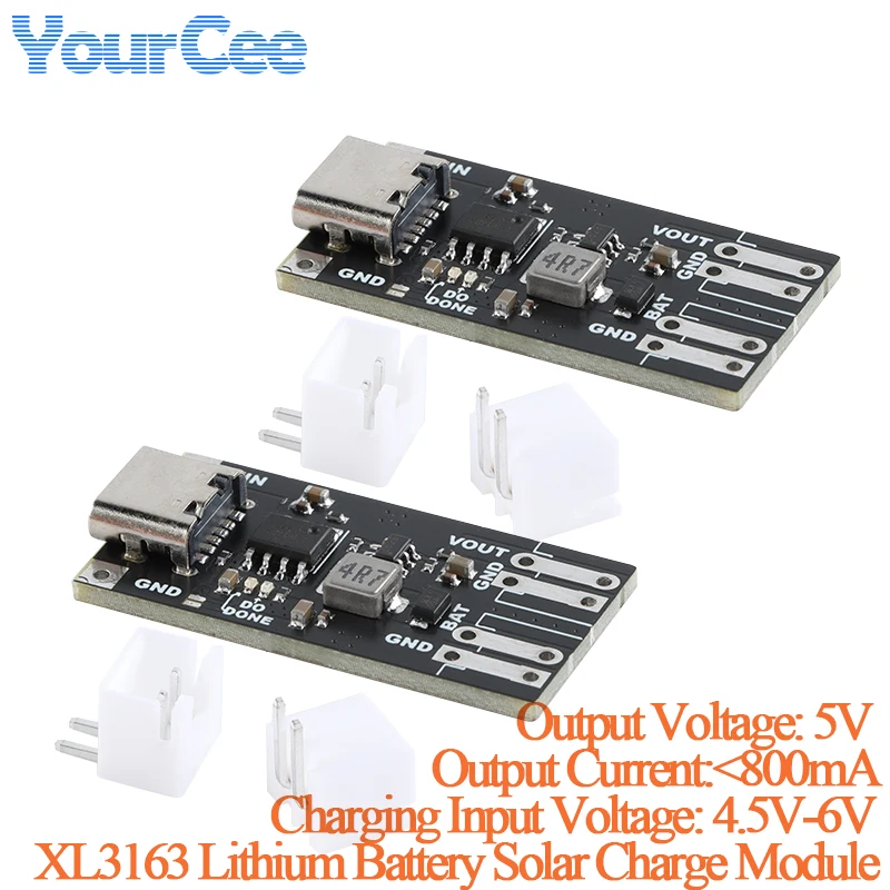 2pcs/1pc XL3163 Lithium Battery Solar Charging Power Module Single String 3.7V Lithium Battery Input Type-C interface 5V
