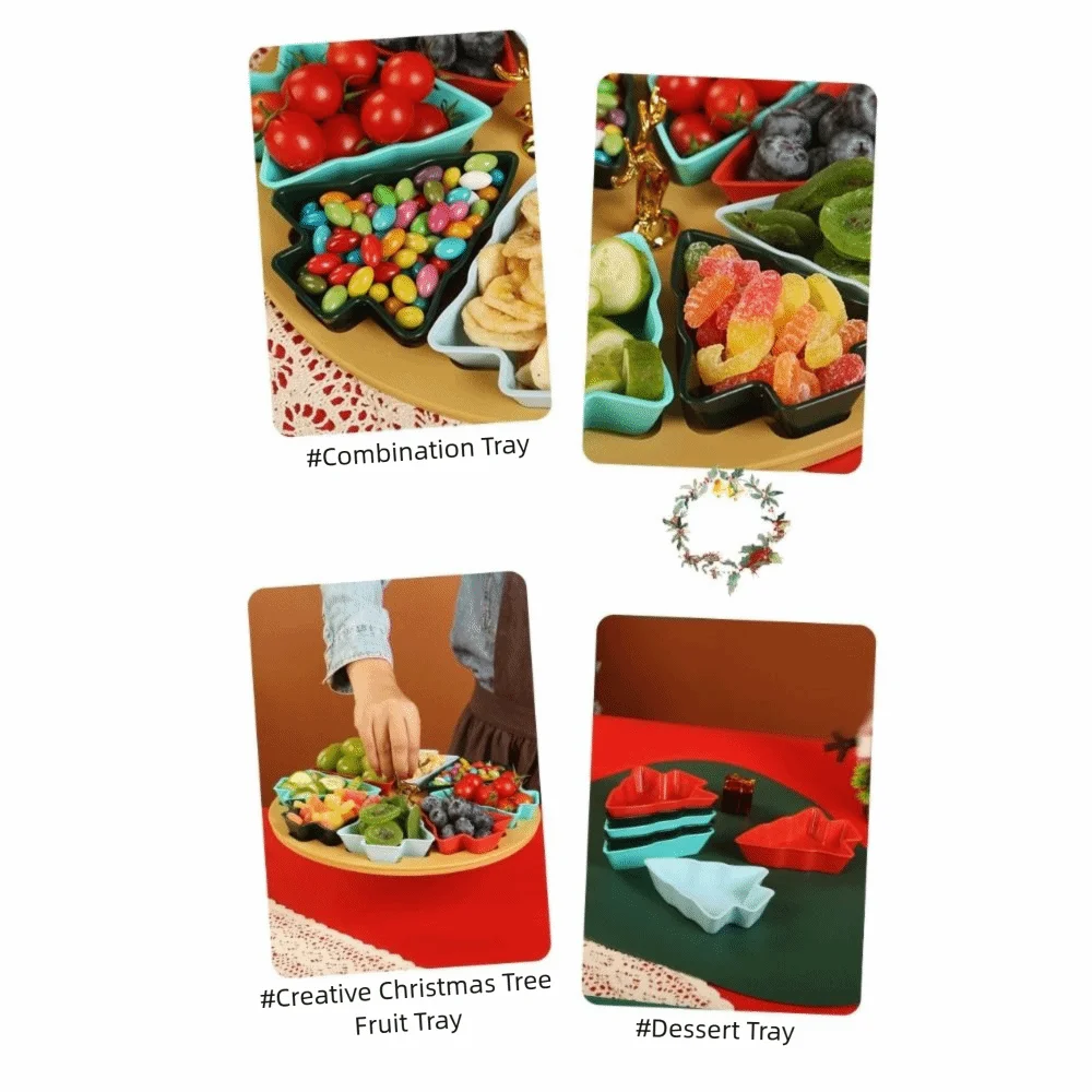 Candy PP Christmas Tree Tray Creative 5/8 Grid Multi-grid Snack Platter Divided Compartments Candy Plate Breakfast Serving