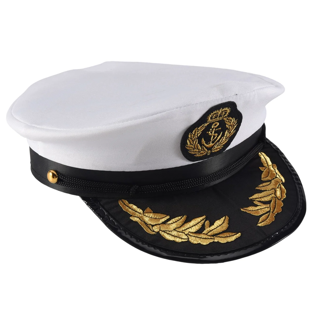 Adult Yacht Boat Captain Hat Navy Cap Ship Sailor Costume Party Fancy Dress Black+White