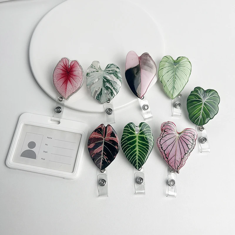 New style Tropical plant leaf Retractable Badge Holder Reel Exhibition Enfermera Student Boy Name Card Girl Use Chest Card