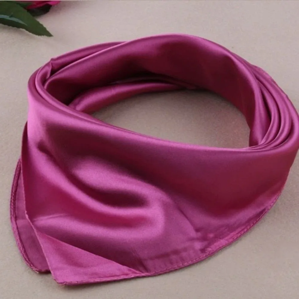 Durable 60*60cm Silk Scarf Imitation Silk Solid Color Neck Wrap Elegant Bandana Neckerchief Women