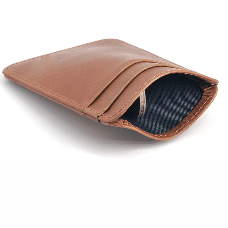 محفظة حامل بطاقات رفيعة من جلد البقر الفاخر للرجال والنساء - منظم جيب لبطاقات الائتمان والهوية المدمجة