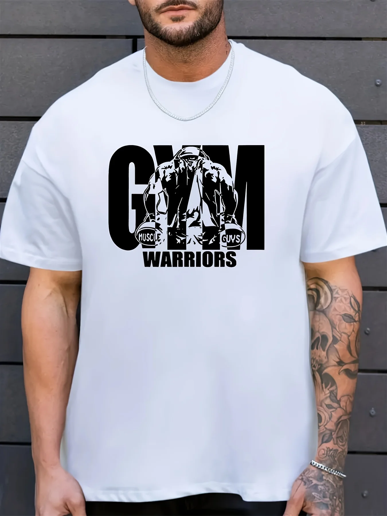 

Plus Size Clothing GYM Print Mens Casual Tee Short Sleeve Breathable Comfy TShirt Mens Summer Tops