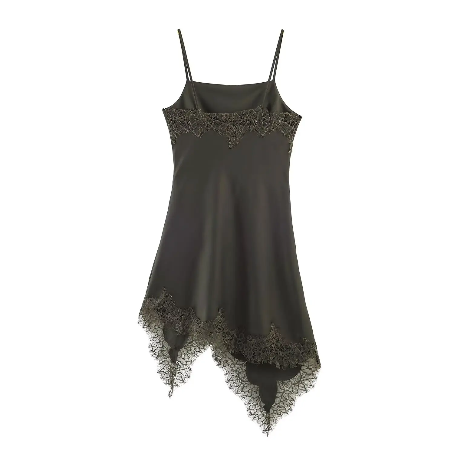 فستان كامي نسائي أخضر غير متماثل مثير من الدانتيل من KONDALA موضة 2025 فستان نادي مسائي بدون أكمام لحفلات أعياد الميلاد #2