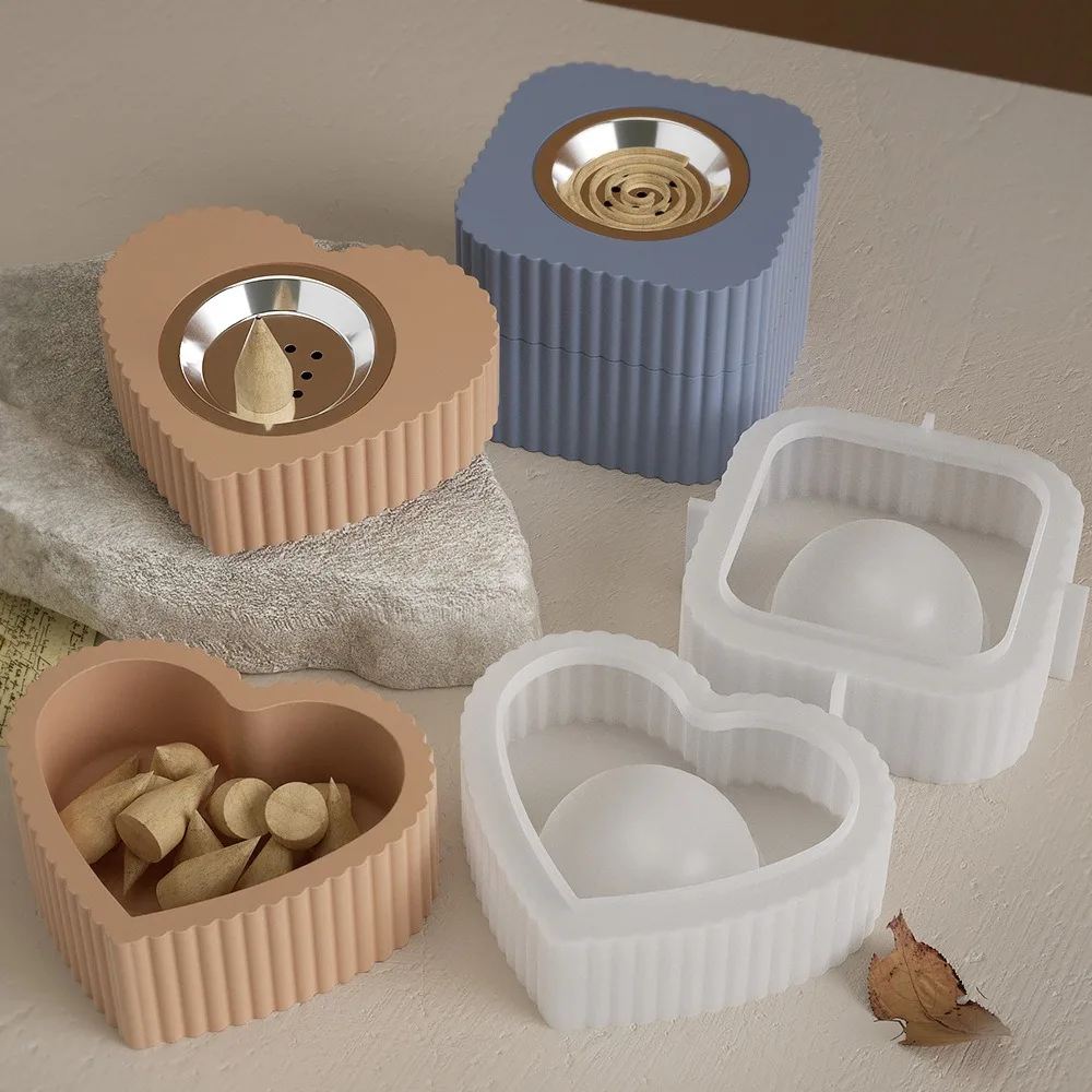 Stampi in silicone per organizer a forma di cuore rotondo quadrato in gesso fai da te
