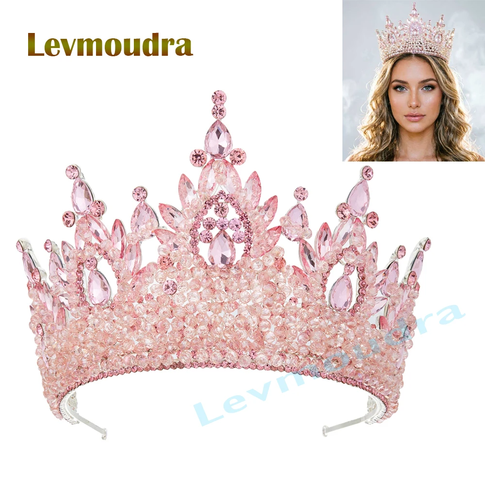 

Levmoudra Handmade Tiaras Crystal Wedding Tiara Bridal Crown for Women Elegance Pageant Wedding Crown Hair Accessory