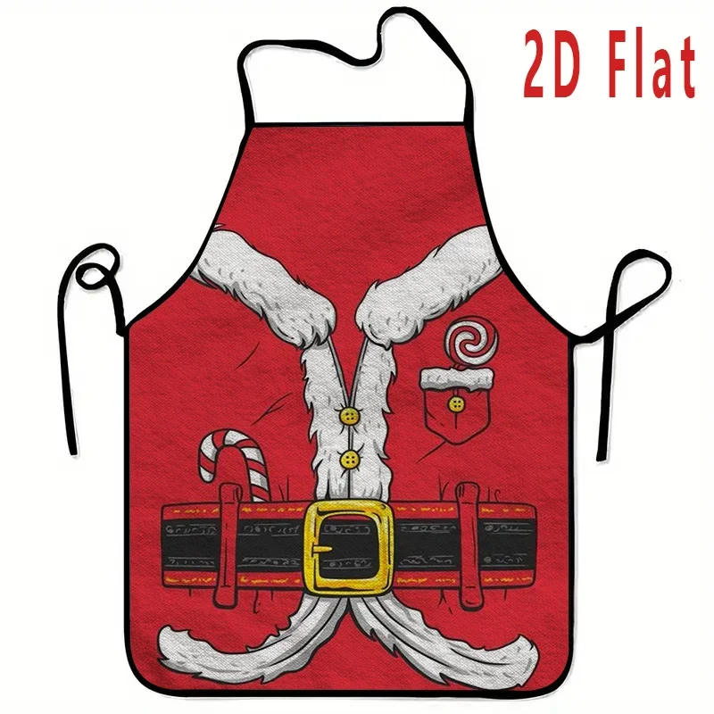 1pc Large Christmas Apron with Santa Claus Mrs. Claus Print - Heavy-Duty 23.62x31.5inch Red White Bib, Durable for Cooking