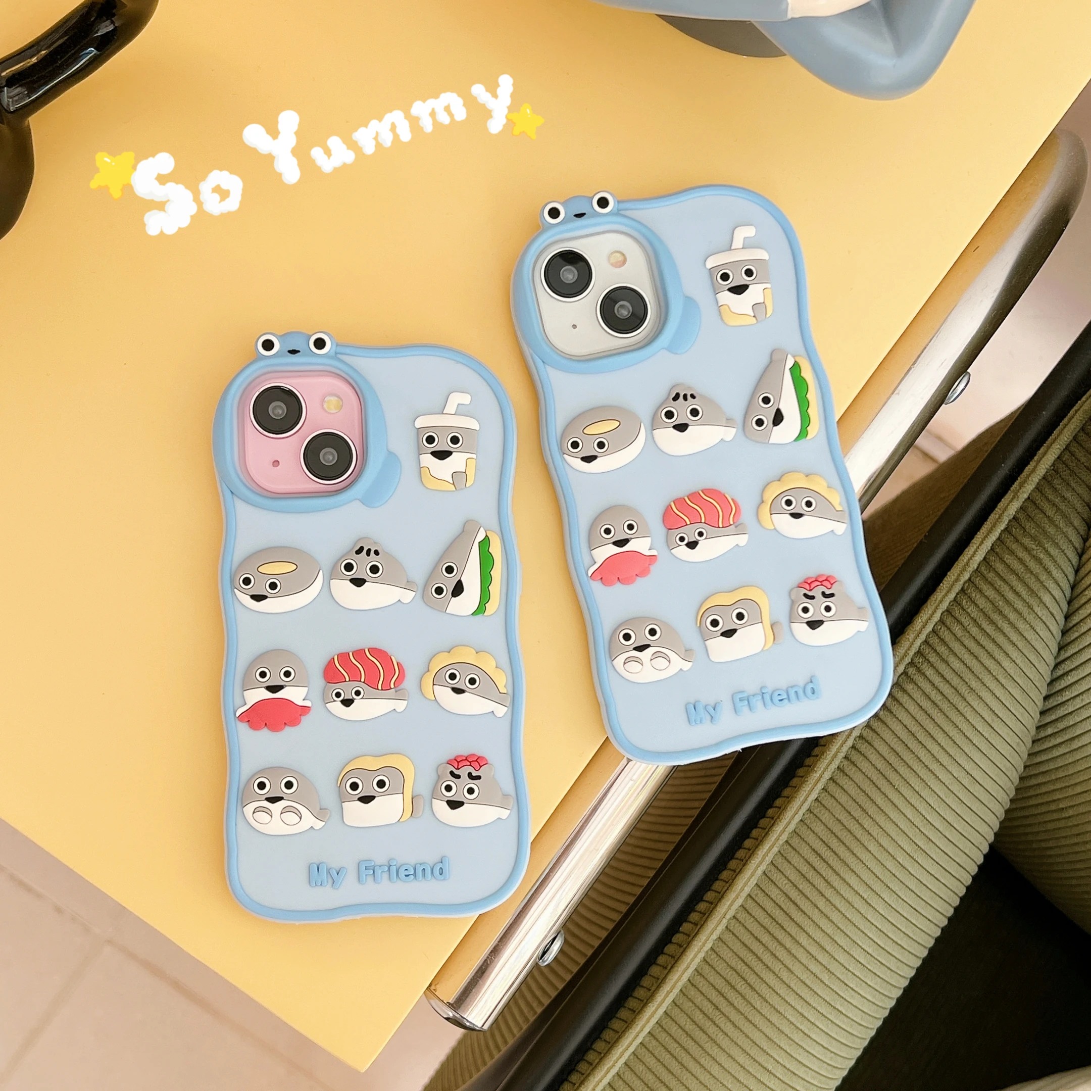 Cartoon Double Star Soft Silicone Cover Suitable for iPhone 15 Pro 14 13 Pro Max 12 Sanrio Cute 3D Cartoon Shockproof Case