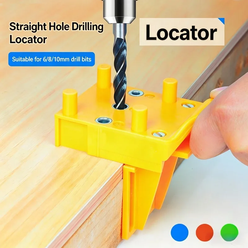 Handheld Straight Hole Drilling Positioner 6/8/10mm Woodworking Jig Punch Locator Tool for Furniture Woodworking Projects