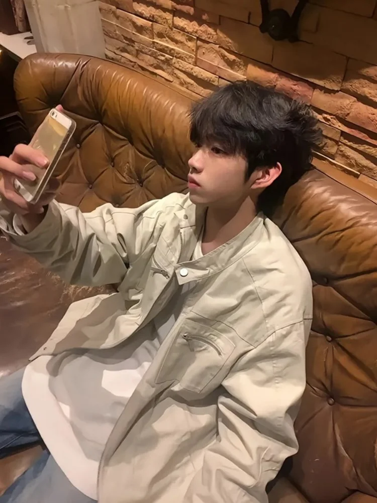 

American ort Sle Harrison Jaet Men's Spring Autumn Haome Cool Stand Collar Flight Jaet Trendy Workwear Baseball Un...