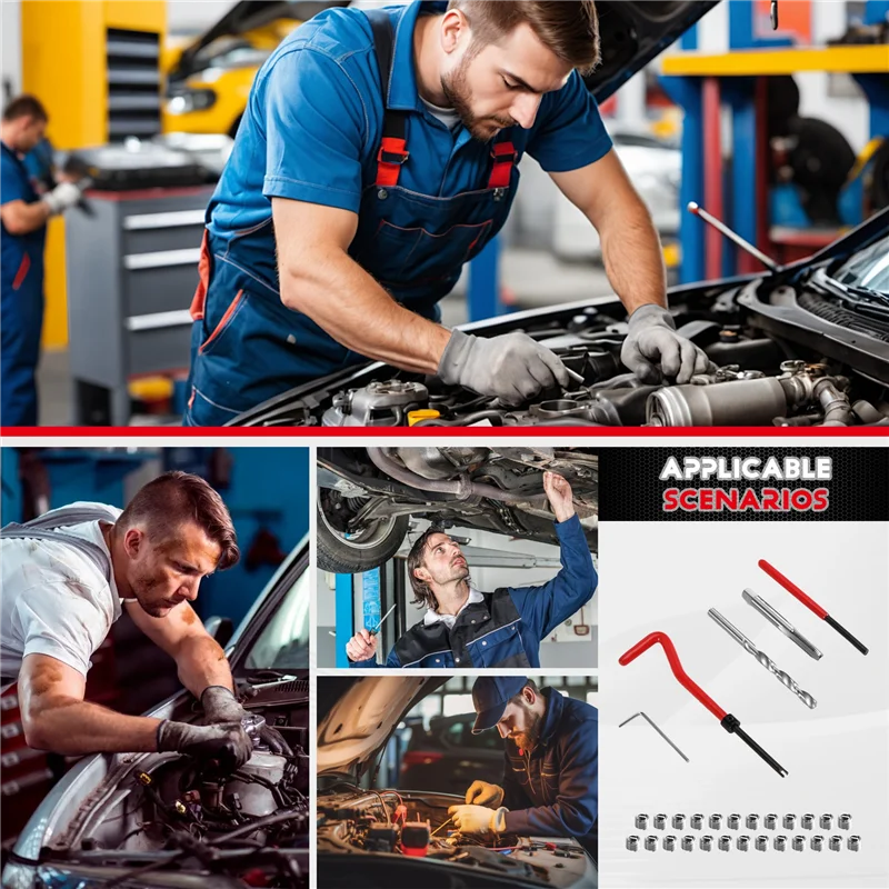 

J1UL1N 30 шт. комплект для ремонта резьбы M6x1 для восстановления поврежденной резьбы гаечный ключ спиральное сверло ручной инструмент инструменты для ремонта резьбы