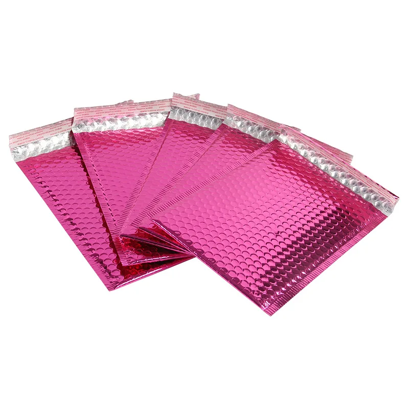 10pcs/lot Rose Pink Bubble Bags 15*13cm DIY Handmade Jewelry Packaging Outer Protection Metallic Padded Bubble Shipping Mailers