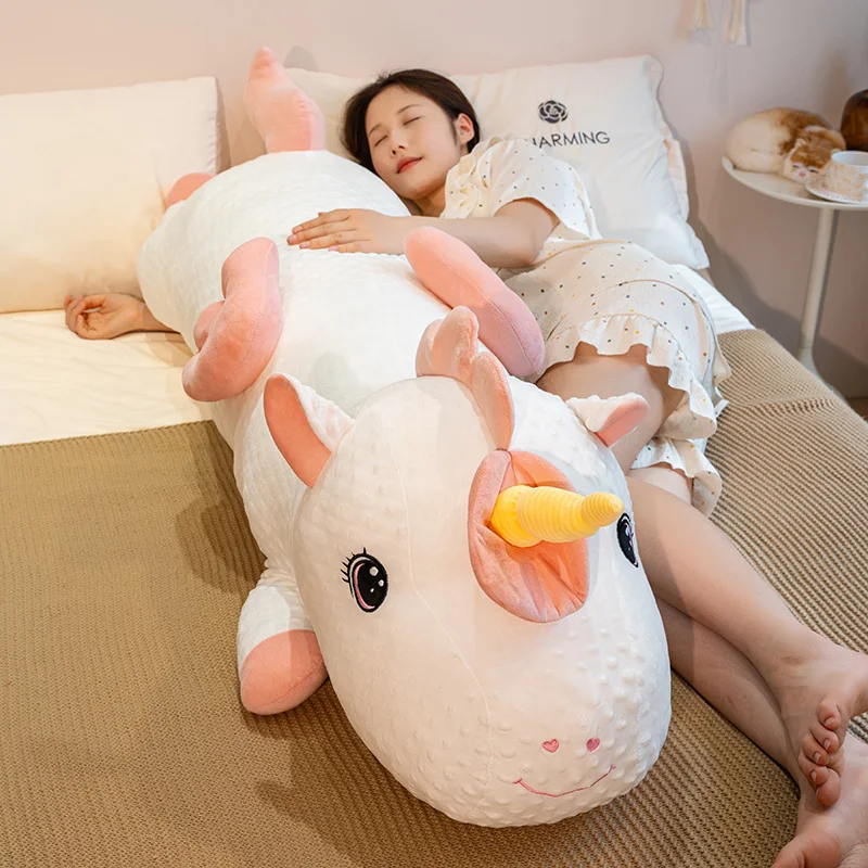 100/120 センチメートル漫画クールロングストリップユニコーンぬいぐるみ枕ソフト夏コールド生地ユニコーン動物ぬいぐるみ家の装飾