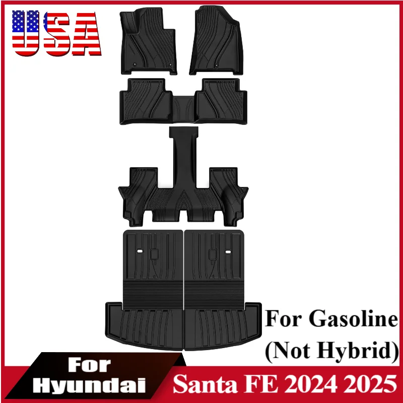 

5pcs/set Floor Mats Cargo Liners For Hyundai Santa FE Gasoline(Not Hybrid) 2024 2025 Floor Mats Backrest Cushion Cargo Liner