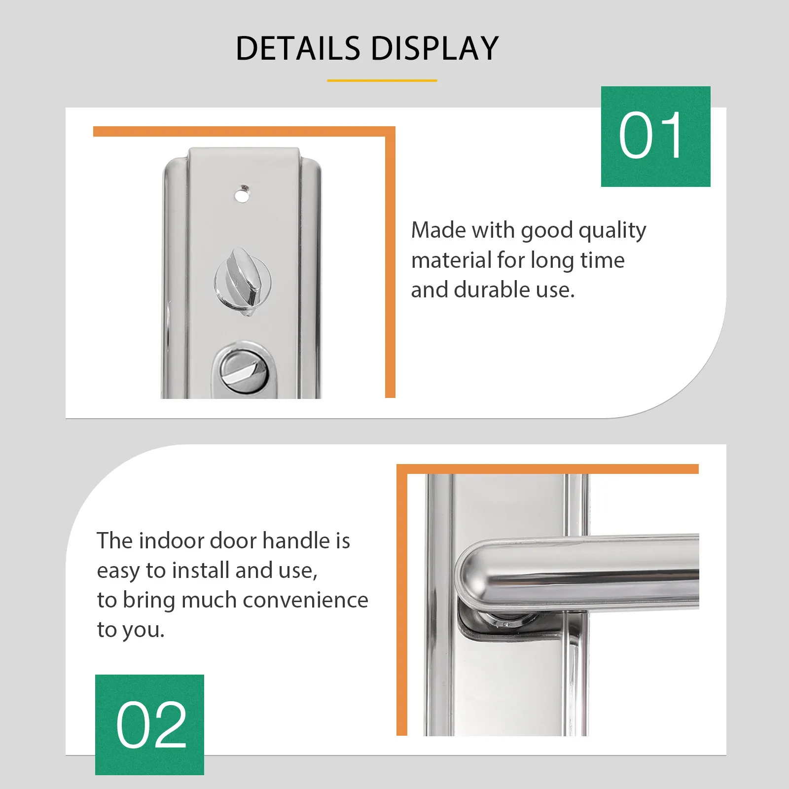 

Комплект из 1 дверной ручки из нержавеющей стали для внутренних дверей: прочная ручка-кнопка, простая установка, отличное качество изготовления для дома и офиса