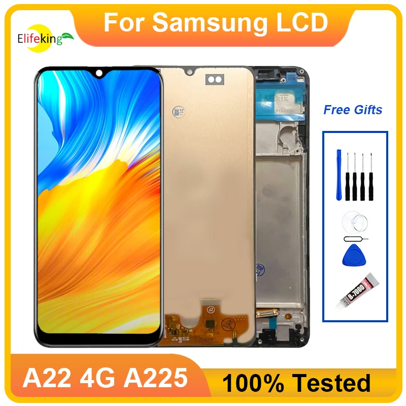 A225 LCD Screen For Samsung Galaxy A22 4G A225 Display Touch Screen SM-A225F SM-A225F/DS Digitizer Assembly Parts With Frame