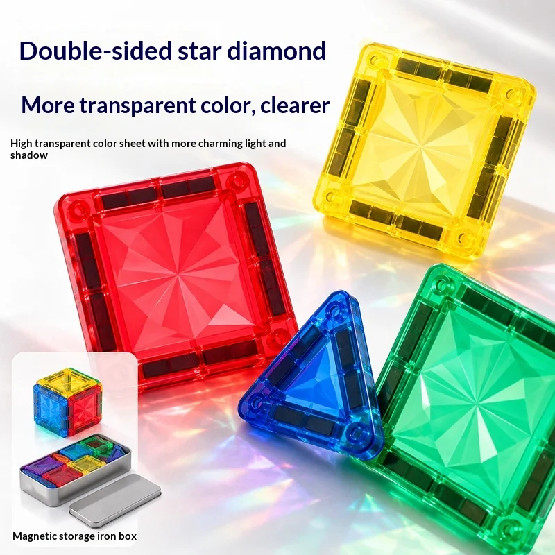 Mini Magnetic Tiles colorful Window Magnetic Building Blocks DIY Educational Toy Gift