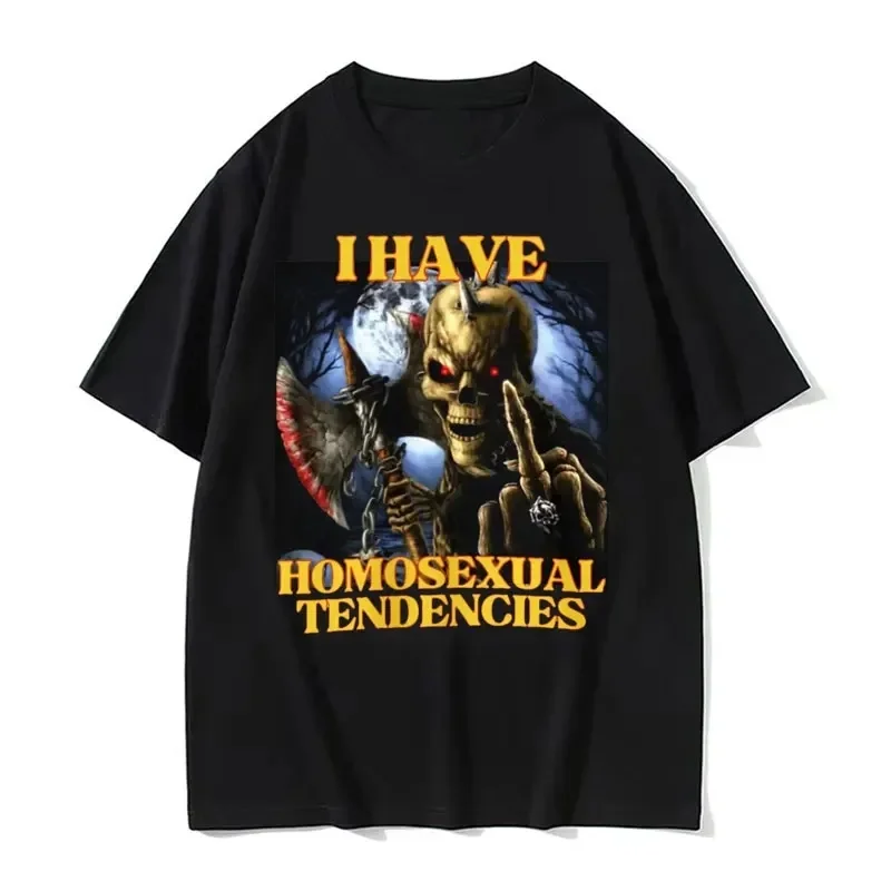 I have a homosexual tendency. Interesting hard-frame printed T-shirt. Summer men's fashion. Harajuku retro 100% cotton T-shirt