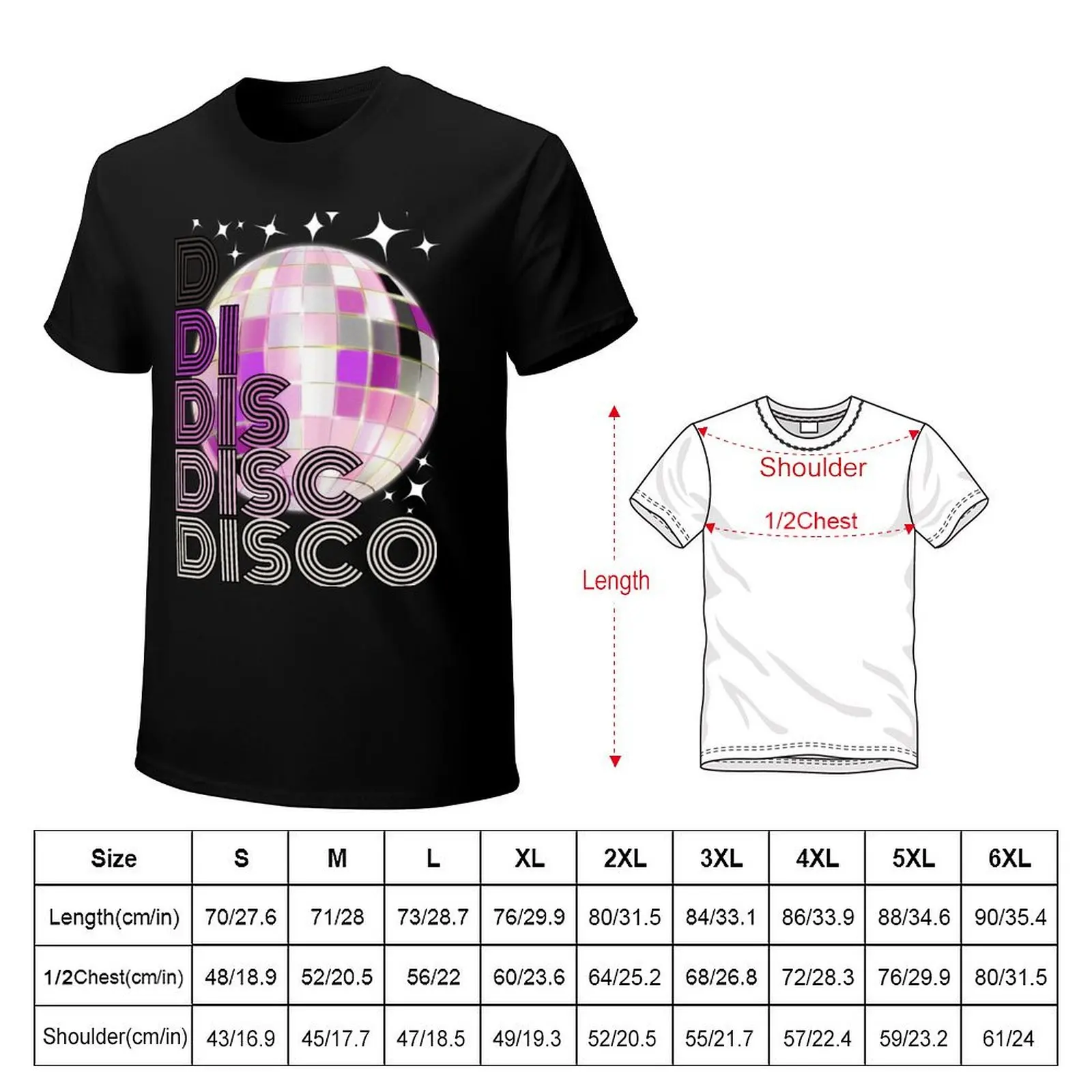 Disco Ball Purple Black White Silver T-Shirt Classic Crew Neck Cotton T-Shirt