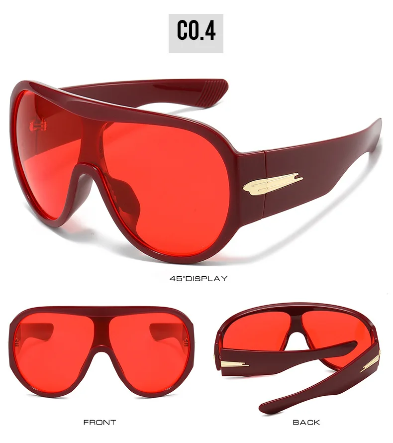 Neue modische, übergroße, schwarze einteilige Sonnenbrille für Damen und Herren, Vintage-Streifen-Design, Sonnenschutzbrille, sexy Driving Shades für Damen – Detail 23