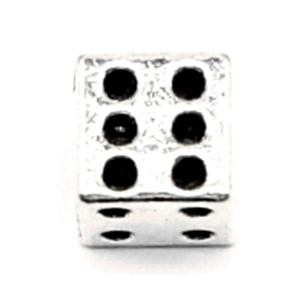 Dice Big Hole Beads Vintage Pendant Accessori For Woman Jewels For Crafts 7x7mm 10pcs Antique Silver Color