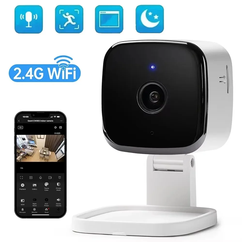 Color Night Vision 2K Window Security Camera Motion Detection Two-way Voice Call Surveillance Camera 5X Zoom 24/7 Recording