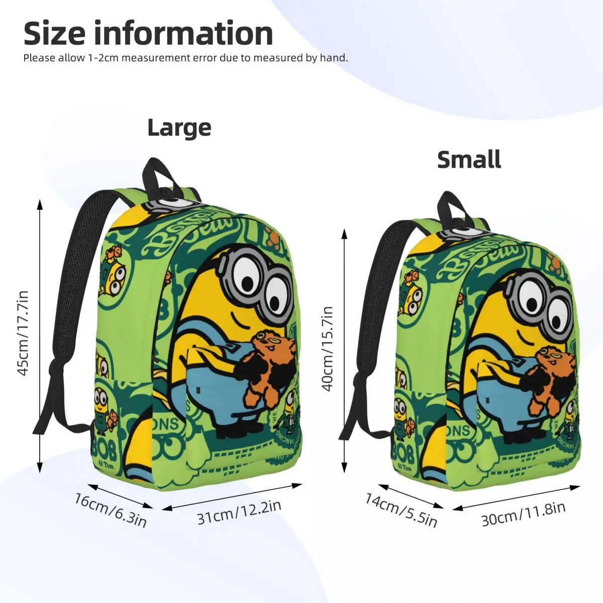 Minions The Rise Of Gru for Men Women Student School Book Bags Bob Travel Canvas Daypack Elementary High College Gift