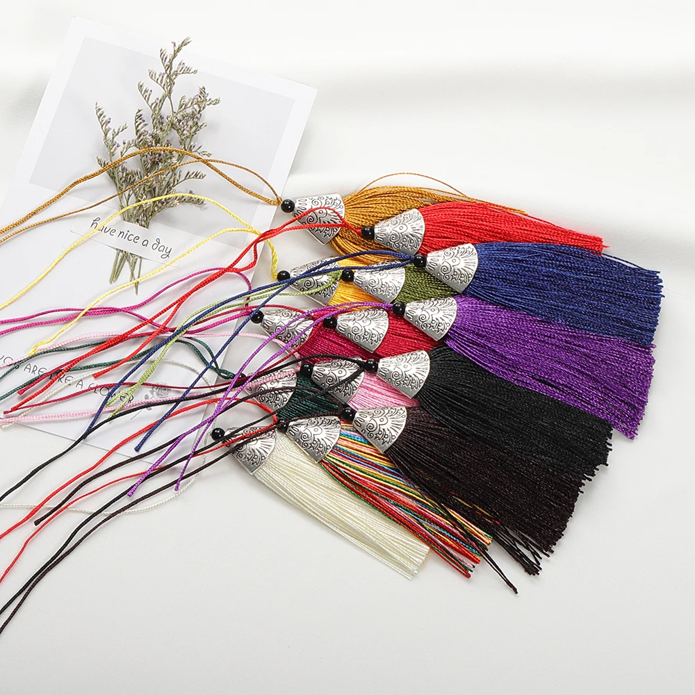 10 ชิ้น 8 เซนติเมตรที่มีสีสันผ้าไหมพู่ต่างหูเสน่ห์ตกแต่งจี้ DIY ผู้หญิงต่างหูสร้อยคออุปกรณ์เสริมสำหรับเครื่องประดับทำผลการวิจัย