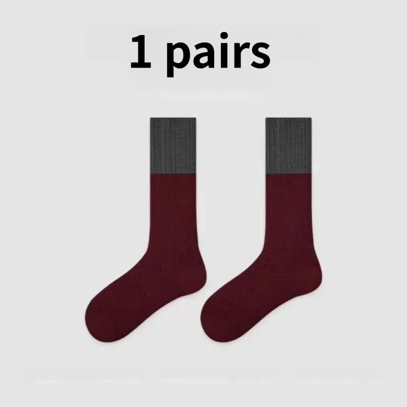 

Heye 1 Pair of Autumn and Winter Versatile Seamless Stacked Socks, Color-Blocked Minimalist INS Style