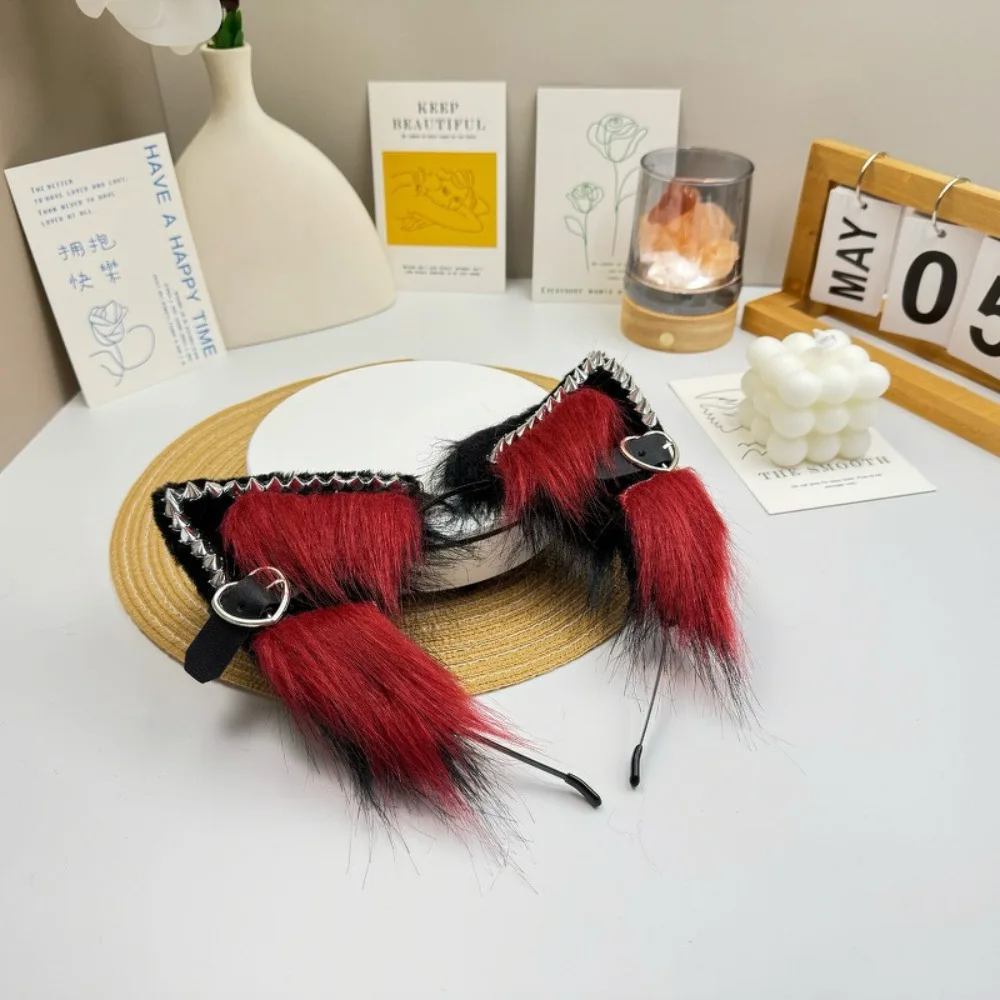 

Hairpin Cat Ear Lolita Hair Band Belt with Love Pendant Plush Headband Lolita Cosplay Korea Style Halloween Cosplay Costume