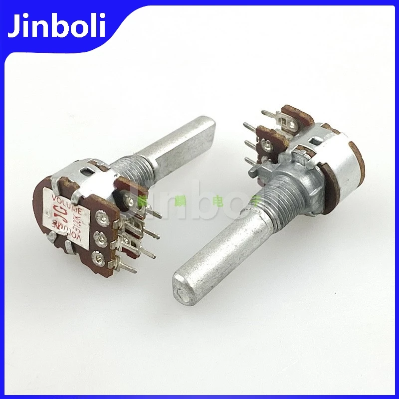 2PCS R1210G 12 Type 6Pins Dual B100K Computer Speaker Amplifier Audio Treble And Bass Volume Potentiometer D Shaft Length 26mm