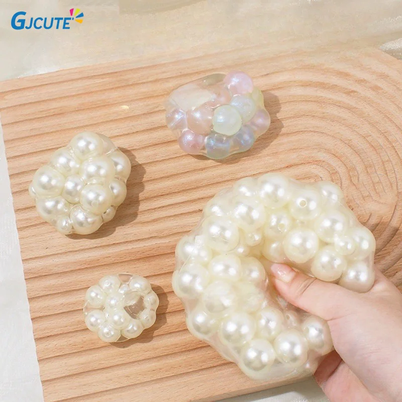 Stress Relief Squeeze Pearl Balls Stress Ball Fidget Toy Glazed Beads Vent Ball Pearl Balls Party Kids Fidgeting Girl Baby Toy