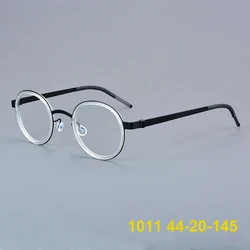 Denmark Design Retro Round Titanium Glasses Frame 1011 Men Women Screwless Ultralight Vintage Titanium Eyeglasses Oculos De Grau