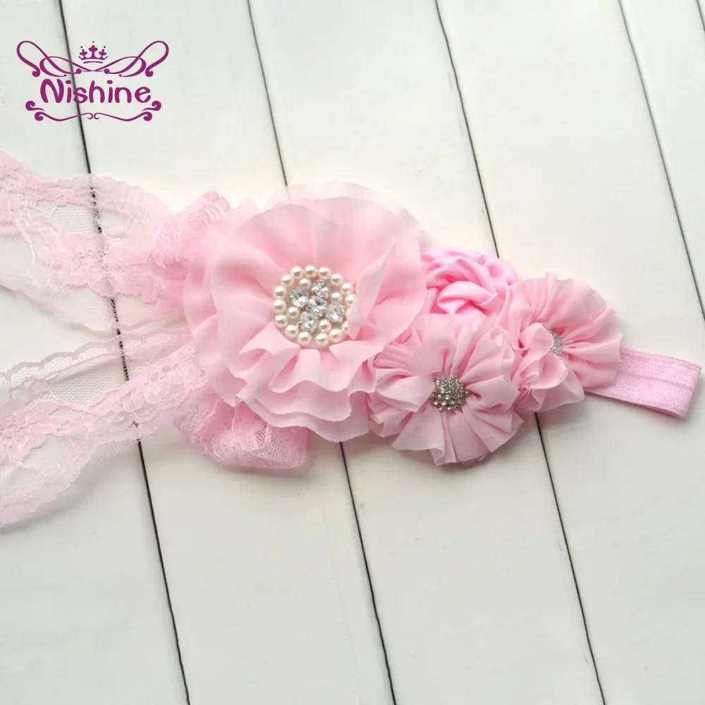 1PCS Lace Children Headband Baby Girls Pearl Flower Hair Accessories Headwear Newborn Floral Turban Kids Birthday Gifts