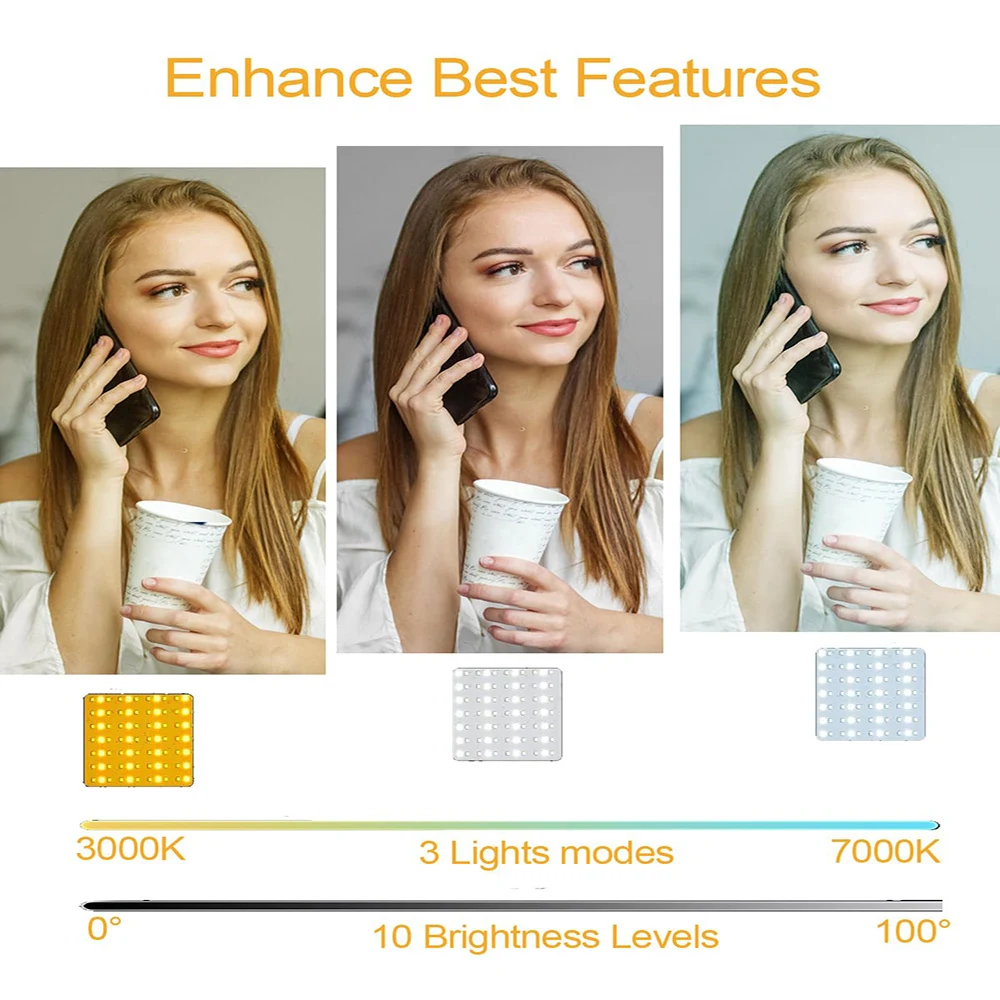 Luce LED Portatile per Smartphone, Mini Lampada LED con Treppiede per Fotografia all'Aperto, Asta Selfie con Luce LED per Bellezza del Viso