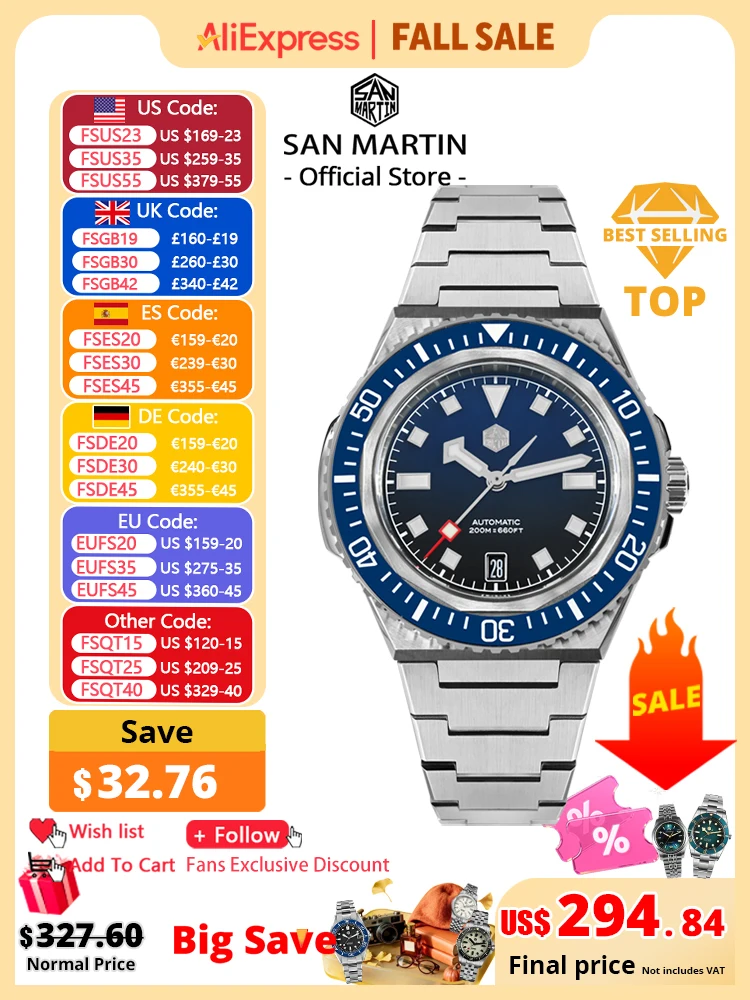 Rolex Watch Submariner - San Martin 41mm Orologio subacqueo da