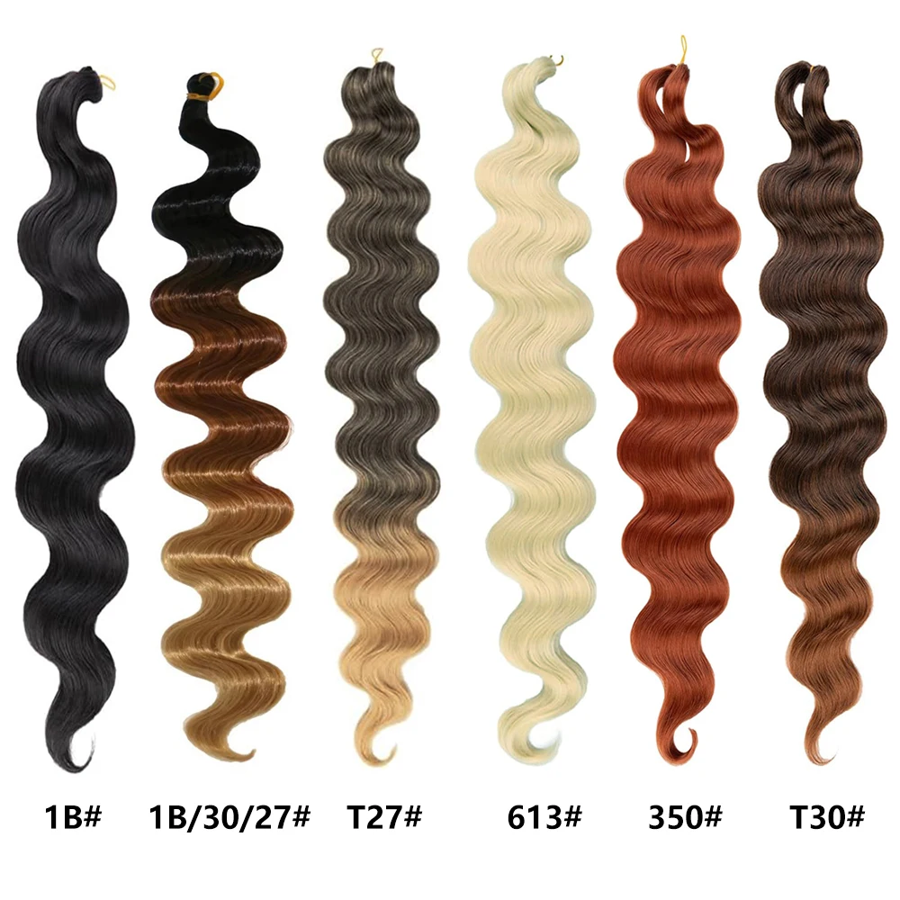 ผมถักเปียแบบ Body Wave ขนาด 24 นิ้ว ผมถักเปียแบบ Pre-feathered ยืดหยุ่นเด้งดึ๋ง ผมถักโครเชต์แบบ Ocean Deep Twist ผมต่อสังเคราะห์