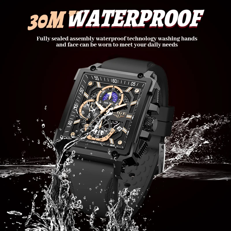 TOP LIGE موضة ساعات رجالية مضيئة مقاوم للماء ساعة رجالية كوارتز ساعة اليد سيليكون الساعات الفاخرة للرجال reloj hommes