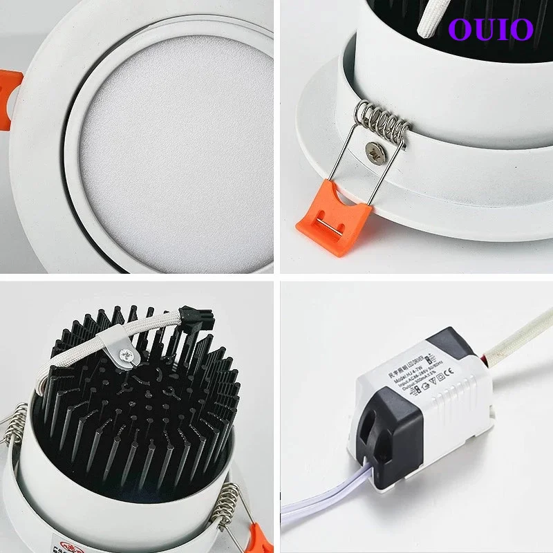 Cob led downlights regulável recesso 5w 7 9 12 15 18 led luzes de teto ponto AC85-265V lâmpadas de teto led iluminação interior